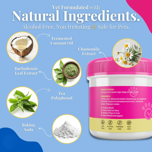 Pawtiva™ Natural Pet Dental Finger Wipes